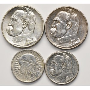 Set, Head of a Woman and Pilsudski Official, 2 gold and 5 gold (4 pieces).