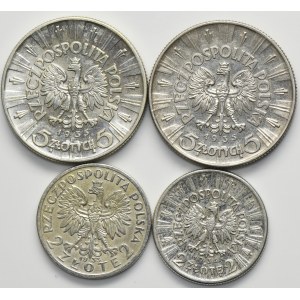 Set, Head of a Woman and Pilsudski Official, 2 gold and 5 gold (4 pieces).