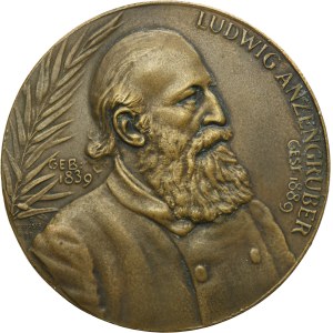 Austria, medaglia in occasione della morte di Ludwig Anzengruber