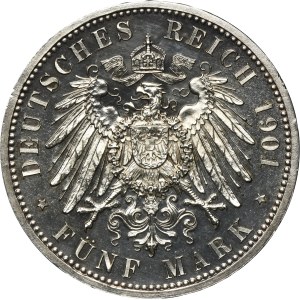 Germany, Kingdom of Prussia, Wilhelm II, 5 Mark Berlin 1901 - PROOF