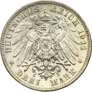 Kingdom of Saxony, Frederick Augustus III, 3 Mark Muldenhütten 1911 E