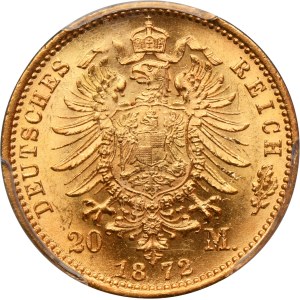 Germany, Kingdom of Prussia, Wilhelm I, 20 Mark Berlin 1872 A - PCGS MS63