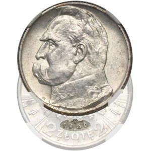 Piłsudski, 2 zloté 1936 - RARE - NGC UNC DETAILY
