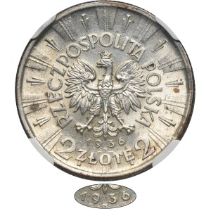 Piłsudski, 2 zloté 1936 - RARE - NGC UNC DETAILY