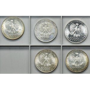 Set, 50,000 gold 1988 Pilsudski (5 pieces).