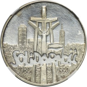 100,000 Gold 1990 Solidarity - TYPE A - NGC UNC DETAILS
