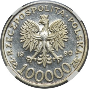 100,000 Gold 1990 Solidarity - TYPE A - NGC UNC DETAILS
