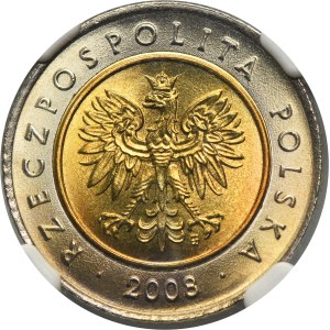 5 złotych 2008 NGC MS67+