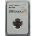 2 Pfennige 1938 - NGC MS64 RB