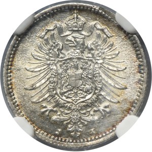 Germany, German Empire, Wilhelm I, 20 Pfennig Hamburg 1876 J - NGC MINT ERROR MS64
