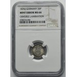 Germany, German Empire, Wilhelm I, 20 Pfennig Hamburg 1876 J - NGC MINT ERROR MS64