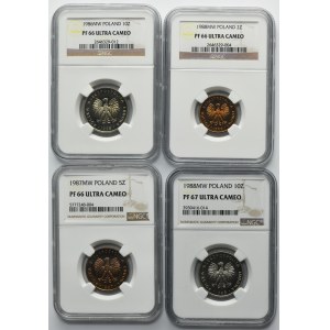 Zestaw, 2-10 złotych 1986-1988 - NGC PF66 i NGC PF67 (4 szt.)