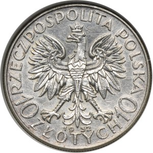 Hlava ženy, 10 zlotých Varšava 1932