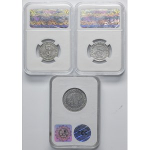 Set, Ghetto Litzmannstadt, 5 and 10 mark 1943 (3 pcs.)