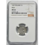 Sigismund III Vasa, Schilling Riga 1597 - NGC MS62