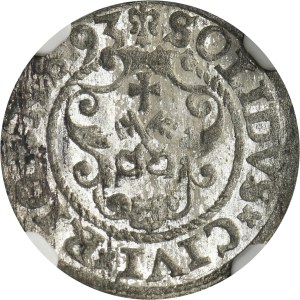 Sigismund III Vasa, Schilling Riga 1593 - NGC MS61
