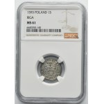 Sigismund III Vasa, Schilling Riga 1593 - NGC MS61