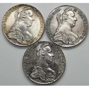 Lot, Austria, Maria Theresa, Thaler Wien 1780 SF (3 pcs.)