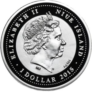 Niue, Elizabeth II, 1 Dollar Warsaw 2015 - Mops Pug