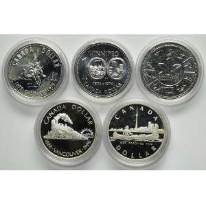 Set, Canada, Elizabeth II, 1 Dollar 1974-1986 (5 pcs.)