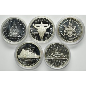Set, Canada, Elizabeth II, 1 Dollar 1971-1987 (5 pcs.)
