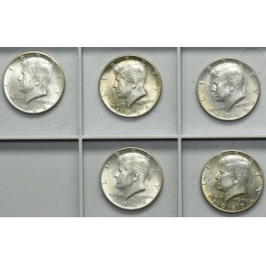 Set, USA, 1/2 Dollar Philadephia 1964-1967 - Kennedy (5 pcs.)