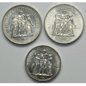 Set, France, Fifth Republic, 10-50 Francs 1966-1979 (3 pcs.)