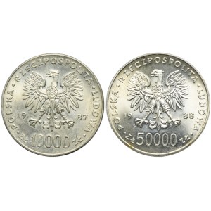 Zestaw, 10.000 złotych i 50.000 złotych 1987-1988 (2 szt.)