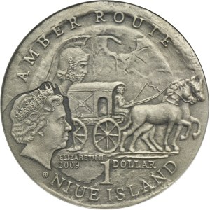 Niue, Elizabeth II, 1 Dollar Warsaw 2009 - Elbląg Amber Road