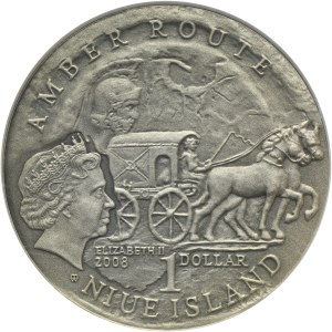 Niue, Elizabeth II, 1 Dollar Warsaw 2009 - Gdańsk Amber Road