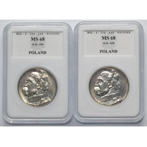 Súprava, Pilsudski, 10 zlatých 1936 a 1939 (2 ks).