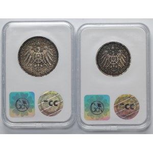 Set, German Empire, 2 Mark and 3 Mark 1906-1913 (2 pcs.)