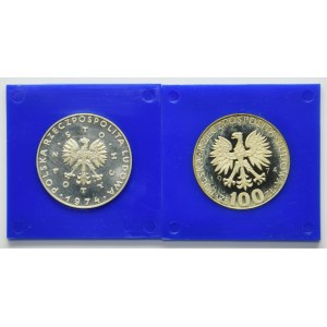 Set, SAMPLE, 100 gold 1974 Maria Curie-Sklodowska (2 pcs.)