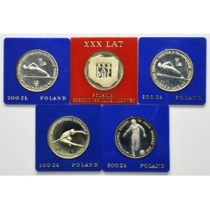 Sada, 200 zlatých a 500 zlatých 1974-1987 (5 ks)