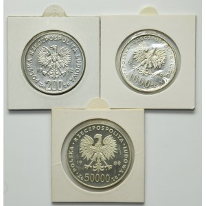 Zestaw, 200 złotych, 1.000 złotych i 50.000 złotych 1982 i 1988 (3 szt.)