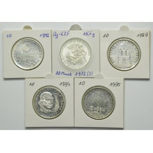 Set, Germany, FRG, 10 Mark 1972-1995 (5 pcs.)