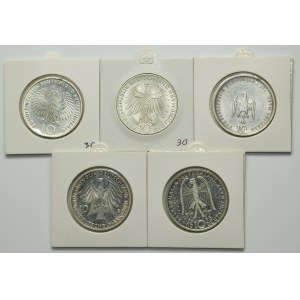 Set, Germany, FRG, 10 Mark 1972-1995 (5 pcs.)