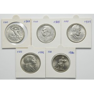 Set, Czechoslovakia, 100 Korun 1948-1984 (5 pcs.)