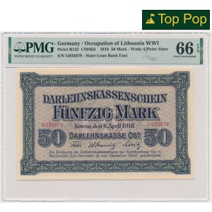 Kaunas, 50 marques 1918 - G - PMG 66 EPQ