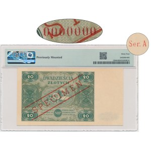 20 złotych 1947 - SPECIMEN - A 0000000 - PMG 64 - RZADKOŚĆ