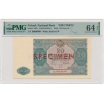 20 Gold 1946 - SPECIMEN - B 0000000 - BLUE-GREEN - PMG 64 EPQ - RARE.