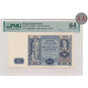 20 złotych 1936 - AA - PMG 64 - pierwsza seria