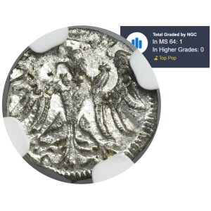 Sigismund II August, Denarius Danzig 1558 - NGC MS64