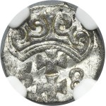 Sigismund II August, Denarius Danzig 1558 - NGC MS64