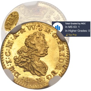 Augustus III of Poland, 1/4 Ducat Dresden 1735 FWôF - NGC MS63 - VERY RARE