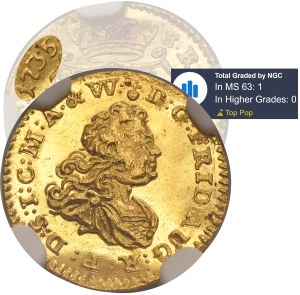 Augustus III of Poland, 1/4 Ducat Dresden 1735 FWôF - NGC MS63 - VERY RARE