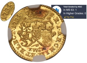 Augustus III of Poland, 1/4 Ducat Dresden 1735 FWôF - NGC MS63 - VERY RARE