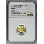 Augustus III of Poland, 1/4 Ducat Dresden 1735 FWôF - NGC MS63 - VERY RARE