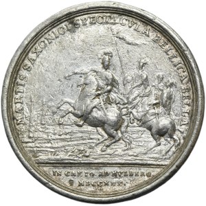 Augustus II the Strong, Medal Battle of Mühlberg 1730 - VERY RARE, SILVER