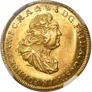 Augustus III of Poland, Ducat Dresden 1757 IDB - NGC AU DETAILS